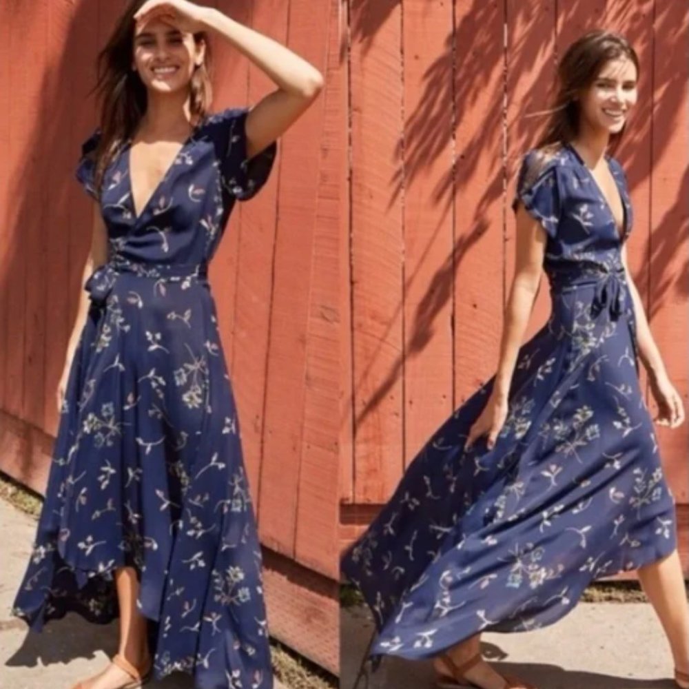 Christy Dawn Autumn Wrap Dress Navy Floral Size XS